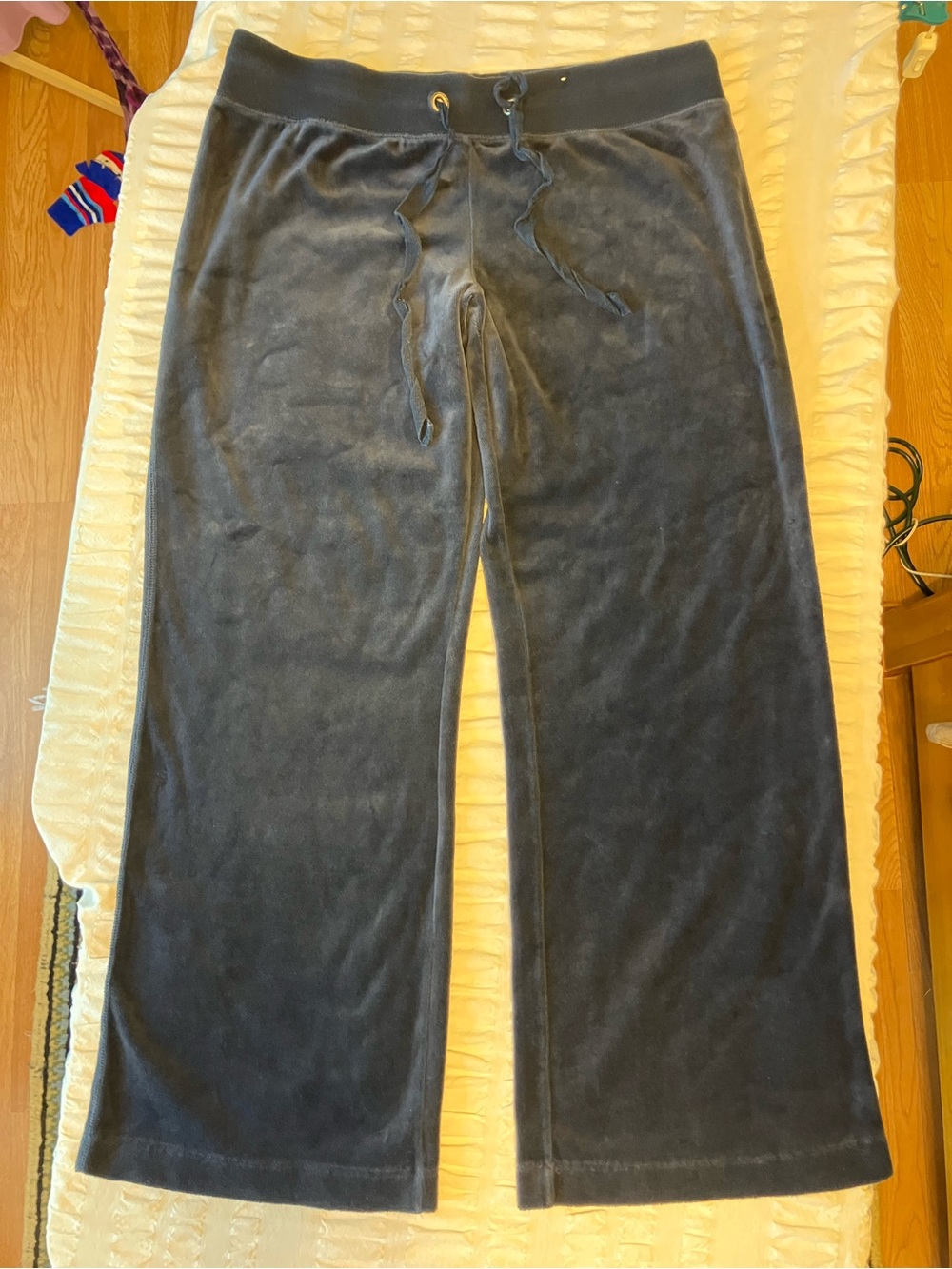 Women’s Navy Velour Wide-Leg Drawstring Pants